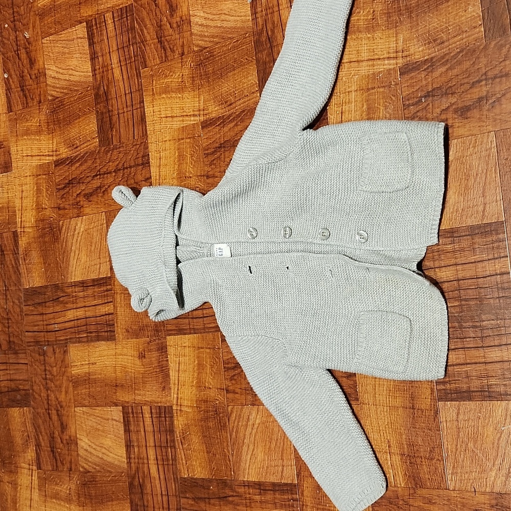 Baby Gap Hooded Bear Sweater Brannan 100% Cotton 18-24 Months Knit Cardigan